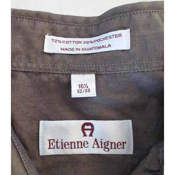 Etienne Aigner Dark Gray Button Up Oxford Dress Shirt Men's Size 16 1/2 32/33 - Picture 2 of 7